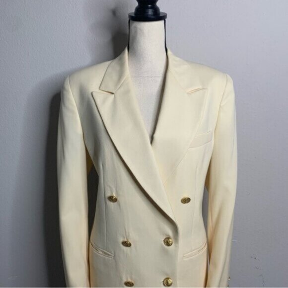 Luxury Vintage Cream Double Breasted Blazer - Picture 7 of 14